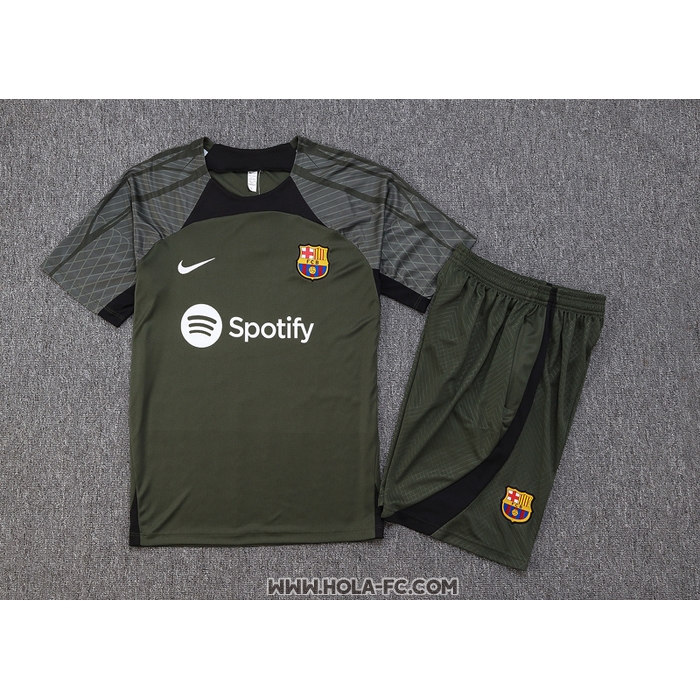 Chandal del Barcelona 2023-2024 Manga Corta Verde Oscuro - Pantalon Corto